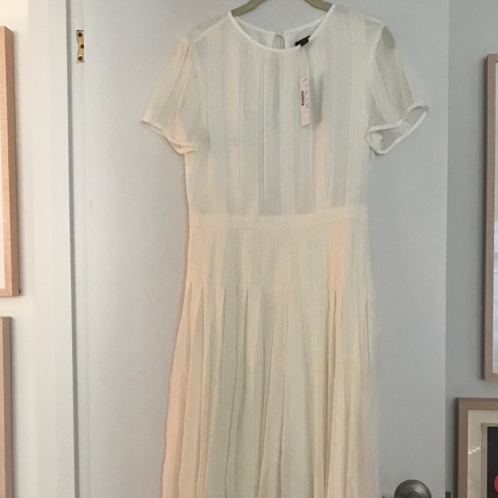 J Crew white midi chiffon dress.  NWT. SZ 4